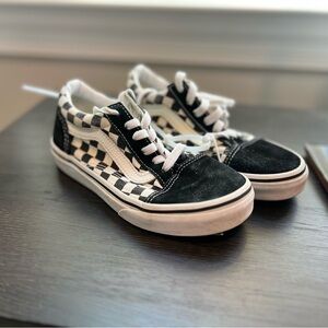 Vans Kids Black and White Checkered Sneakers sz1